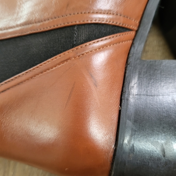 FABIANELLI Pointed Toe Women's Ankle Leather Boots Chelsea Booties Size 8 Brown - Picture 8 of 10